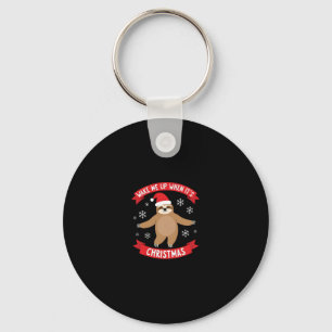 Funny Sloth wake me up when its Christmas Xmas Cut Keychain