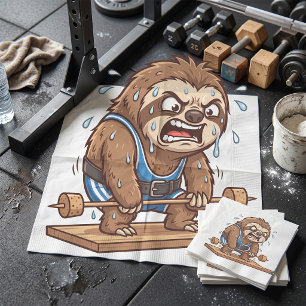 Funny Sloth Weightlifter Gym Sports Napkin