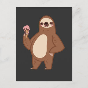 Funny Sloth with Ice Cream Animal Lover Postcard