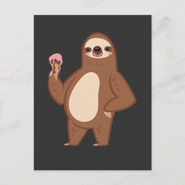 Funny Sloth with Ice Cream Animal Lover Postcard (Front)