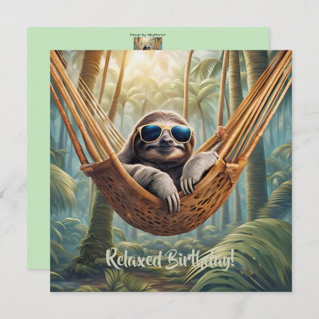Funny sloth with sunglasses in a hammock (Front/Back)