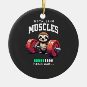 Funny Sloth Workout Gym Fitness Weightlifting T-Sh Ceramic Ornament