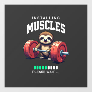 Funny Sloth Workout Gym Fitness Weightlifting T-Sh Window Cling