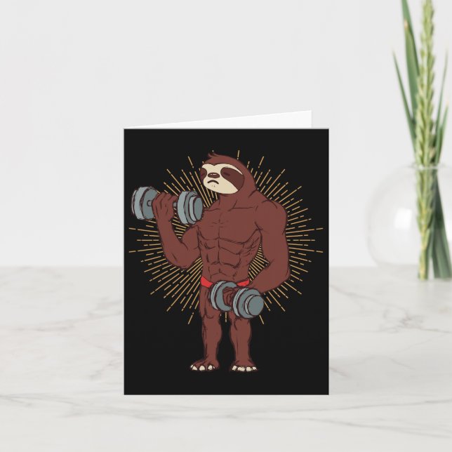 Funny Sloth Workout Weight Lifting Exercise Gym Ra Card (Front)