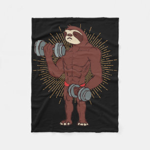 Funny Sloth Workout Weight Lifting Exercise Gym Ra Fleece Blanket