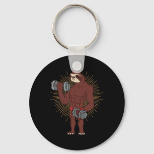 Funny Sloth Workout Weight Lifting Exercise Gym Ra Keychain