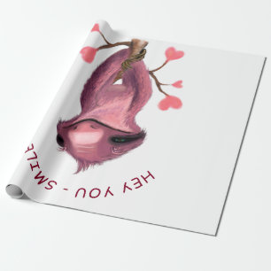 Funny Sloth Wrapping Paper Smile - Custom Text