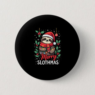 Funny Sloth Xmas Lights Merry Slothmas Sloth Chris 2 Inch Round Button