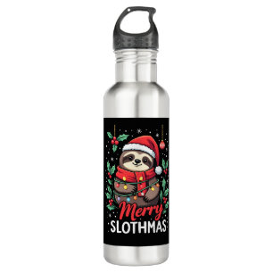 Funny Sloth Xmas Lights Merry Slothmas Sloth Chris 710 Ml Water Bottle