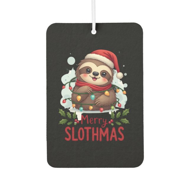 Funny Sloth Xmas Lights Merry Slothmas Sloth Chris Air Freshener (Front)