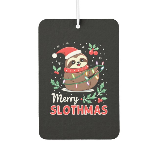 Funny Sloth Xmas Lights Merry Slothmas Sloth Chris Air Freshener (Front)