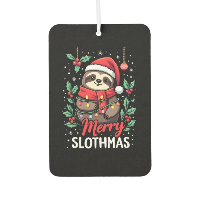 Funny Sloth Xmas Lights Merry Slothmas Sloth Chris Air Freshener (Front)
