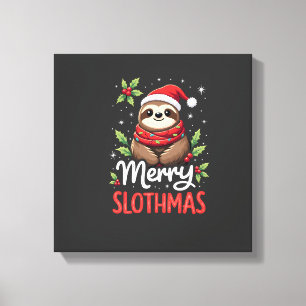 Funny Sloth Xmas Lights Merry Slothmas Sloth Chris Canvas Print