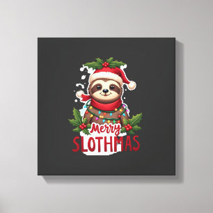 Funny Sloth Xmas Lights Merry Slothmas Sloth Chris Canvas Print