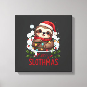 Funny Sloth Xmas Lights Merry Slothmas Sloth Chris Canvas Print