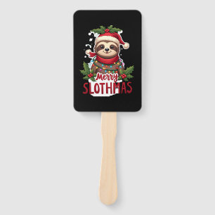 Funny Sloth Xmas Lights Merry Slothmas Sloth Chris Hand Fan