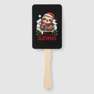 Funny Sloth Xmas Lights Merry Slothmas Sloth Chris Hand Fan