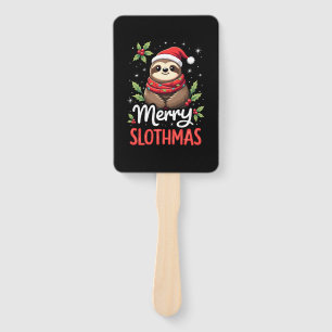 Funny Sloth Xmas Lights Merry Slothmas Sloth Chris Hand Fan