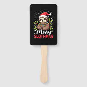 Funny Sloth Xmas Lights Merry Slothmas Sloth Chris Hand Fan
