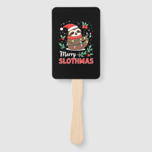 Funny Sloth Xmas Lights Merry Slothmas Sloth Chris Hand Fan