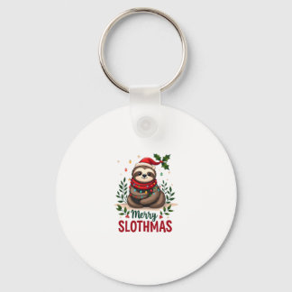 Funny Sloth Xmas Lights Merry Slothmas Sloth Chris Keychain