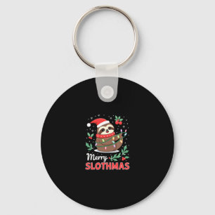 Funny Sloth Xmas Lights Merry Slothmas Sloth Chris Keychain