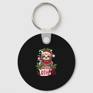 Funny Sloth Xmas Lights Merry Slothmas Sloth Chris Keychain