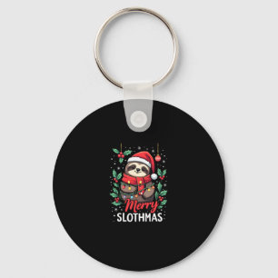Funny Sloth Xmas Lights Merry Slothmas Sloth Chris Keychain