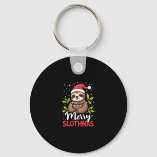 Funny Sloth Xmas Lights Merry Slothmas Sloth Chris Keychain
