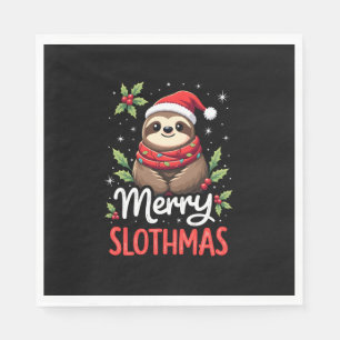 Funny Sloth Xmas Lights Merry Slothmas Sloth Chris Napkin