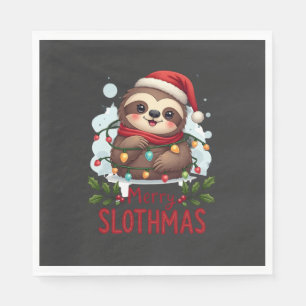Funny Sloth Xmas Lights Merry Slothmas Sloth Chris Napkin