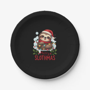 Funny Sloth Xmas Lights Merry Slothmas Sloth Chris Paper Plate