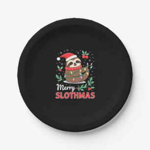 Funny Sloth Xmas Lights Merry Slothmas Sloth Chris Paper Plate