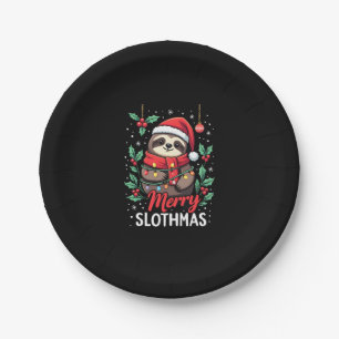 Funny Sloth Xmas Lights Merry Slothmas Sloth Chris Paper Plate
