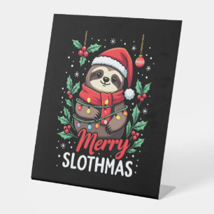Funny Sloth Xmas Lights Merry Slothmas Sloth Chris Pedestal Sign