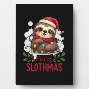 Funny Sloth Xmas Lights Merry Slothmas Sloth Chris Plaque
