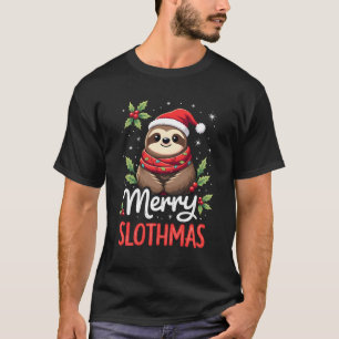 Funny Sloth Xmas Lights Merry Slothmas Sloth Chris T-Shirt