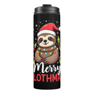 Funny Sloth Xmas Lights Merry Slothmas Sloth Chris Thermal Tumbler