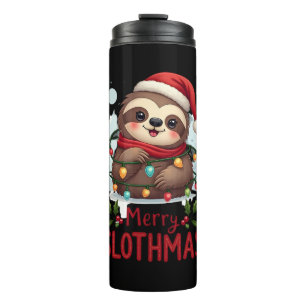 Funny Sloth Xmas Lights Merry Slothmas Sloth Chris Thermal Tumbler