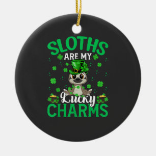Funny Sloths Are My Lucky Charms Sloth St Patrick' Ceramic Ornament