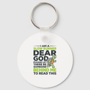 Funny Slow Runner Turtle Quote Vintage Engraving D Keychain