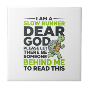 Funny Slow Runner Turtle Quote Vintage Engraving D Tile