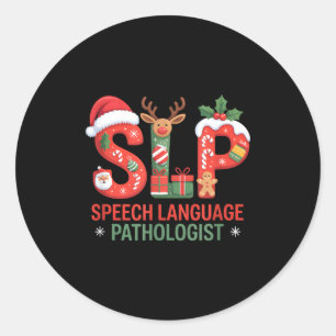 Funny Slp Christmas Speech Language Pathologist Ho Classic Round Sticker