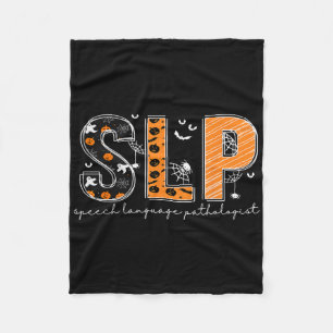 Funny Slp Halloween Costume Pumpkin Fall Skeleton Fleece Blanket