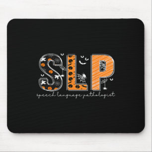 Funny SLP Halloween Costume Pumpkin Fall Skeleton Mouse Pad