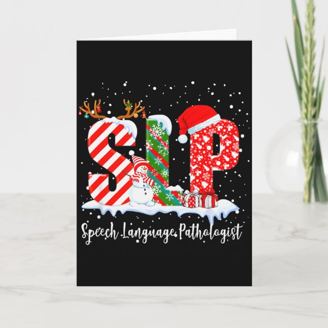 Funny Slp Speech Language Pathologist Santa Christ Card (Front)