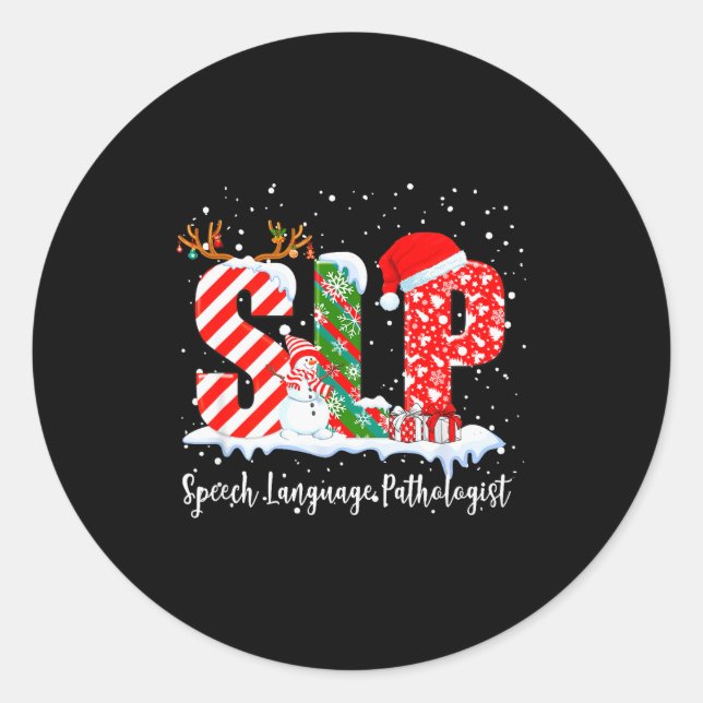 Funny Slp Speech Language Pathologist Santa Christ Classic Round Sticker (Front)