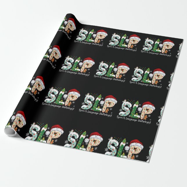 Funny SLP Speech Language Pathologist Santa Christ Wrapping Paper (Unrolled)