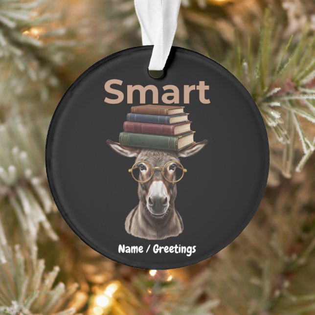 Funny Smart Donkey Bookworm Retro Glasses Graphic Ornament (Tree)