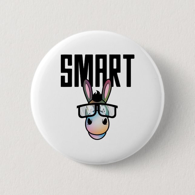 Funny Smart Donkey Horseback Riding Lover Gift For 2 Inch Round Button (Front)